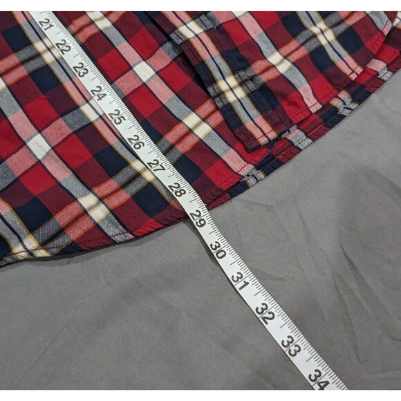 Gap Size Medium Plaid Shirt Mens Button Up Soft Cotton Red Blue Long Sleeve - Picture 3 of 5